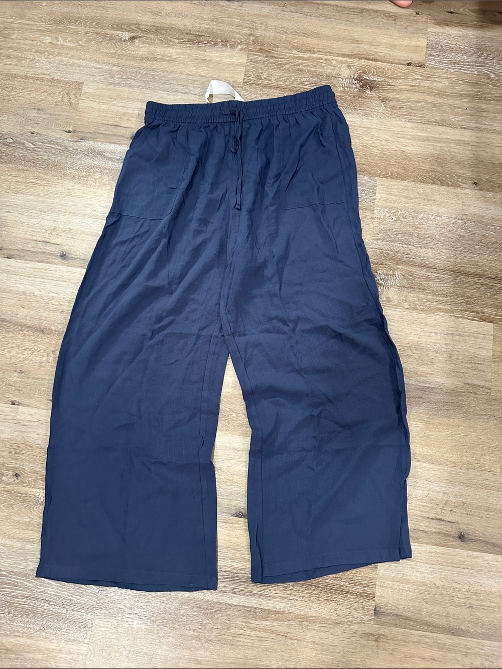 Navy women’s canvas Elastic-Waist Casual Pants